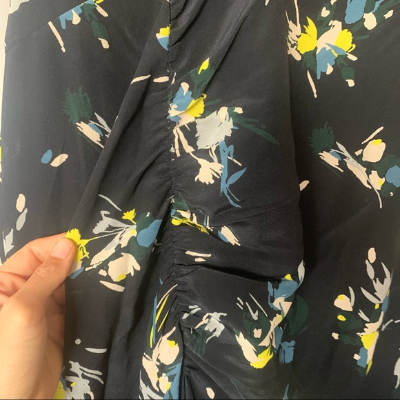 Lewit Navy Blue Floral Print 100% Silk Midi Dress - Picture 4 of 9